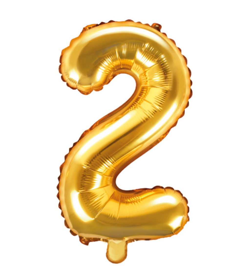 Fóliový Balón "2" - zlatá 35cm