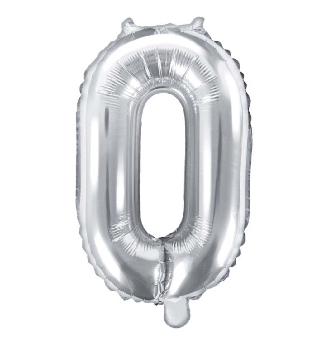 Fóliový balón "0" - strieborná 35cm