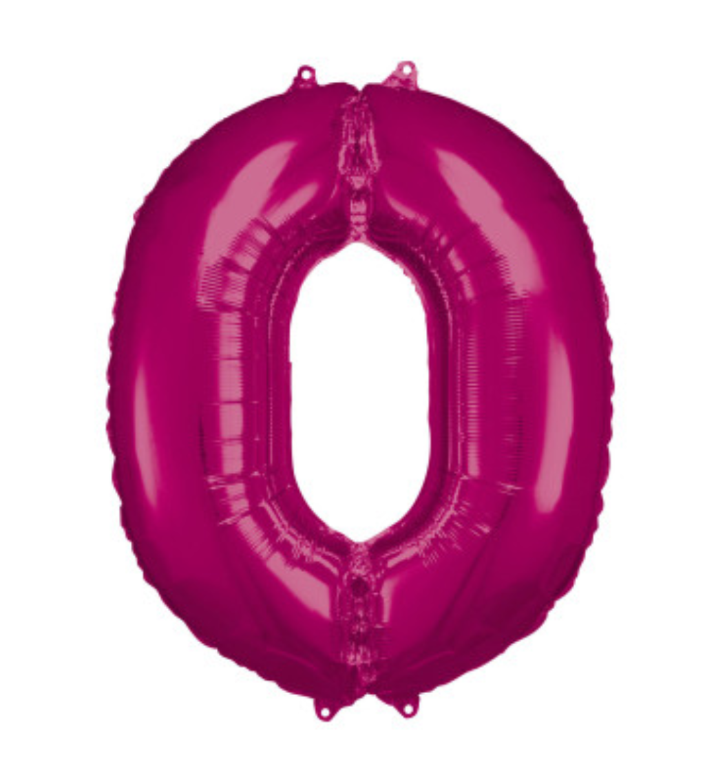Fóliový balónik "0", magenta
