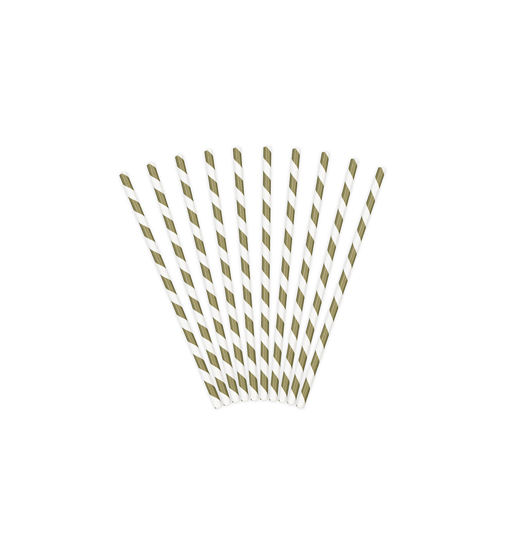 Slamky papierové so zlatými prúžkami - matné