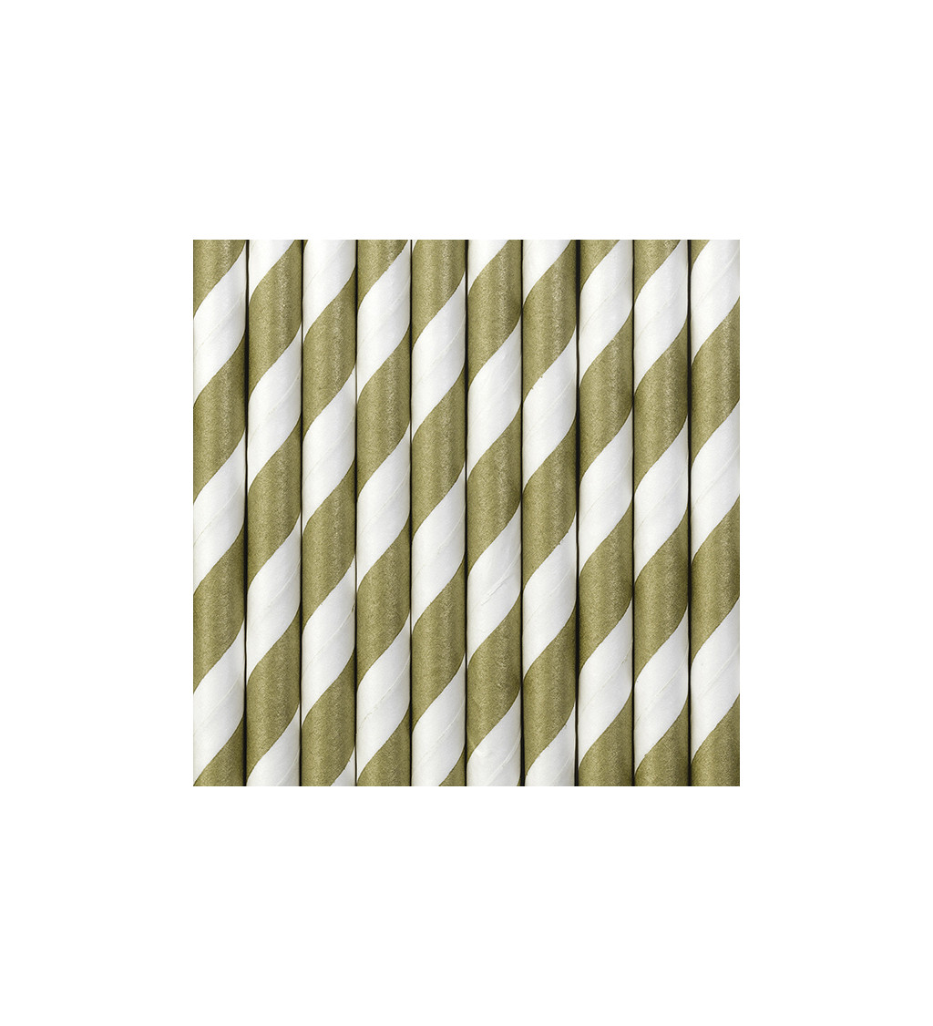 Slamky papierové so zlatými prúžkami - matné