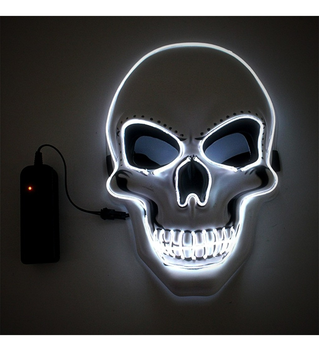 Biela LED maska ​​lebky