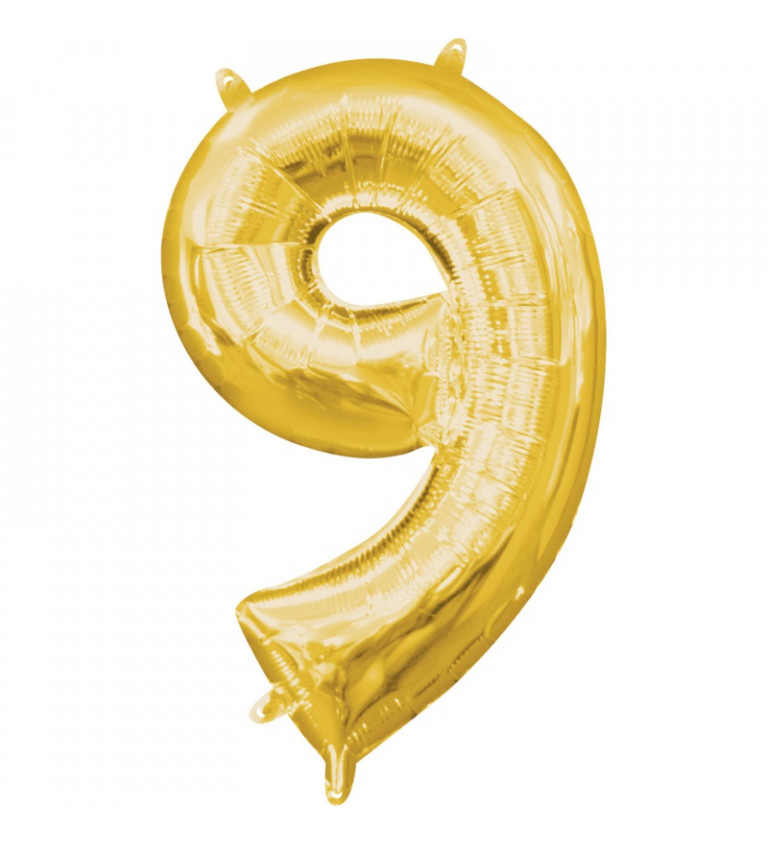 Fóliový balónik číslo "9" - zlatý