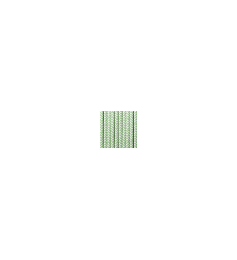 Slamky papierové s vlnkami - pepermintovo zelené