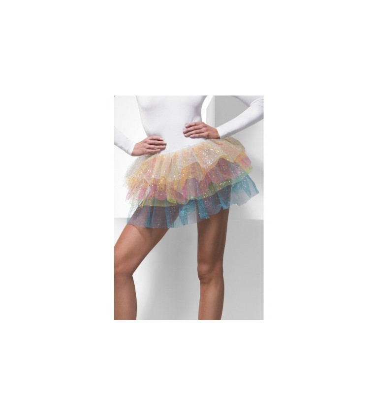 Trblietavá dúhová sukňa s flitrami