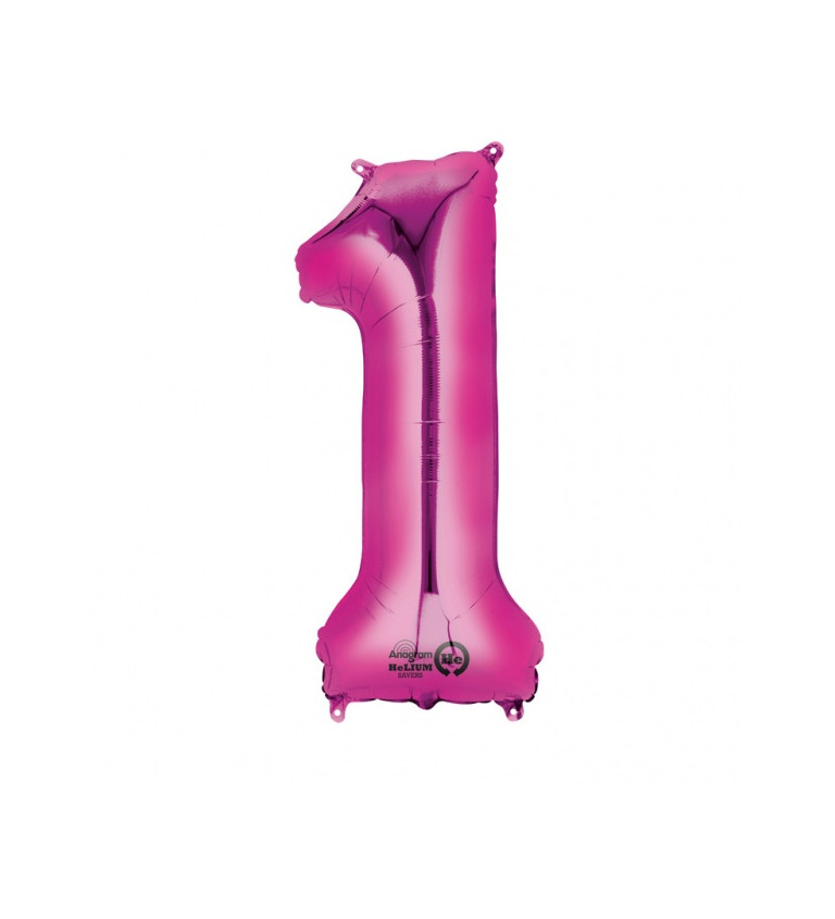 Ružový balónik v tvare čísla 1