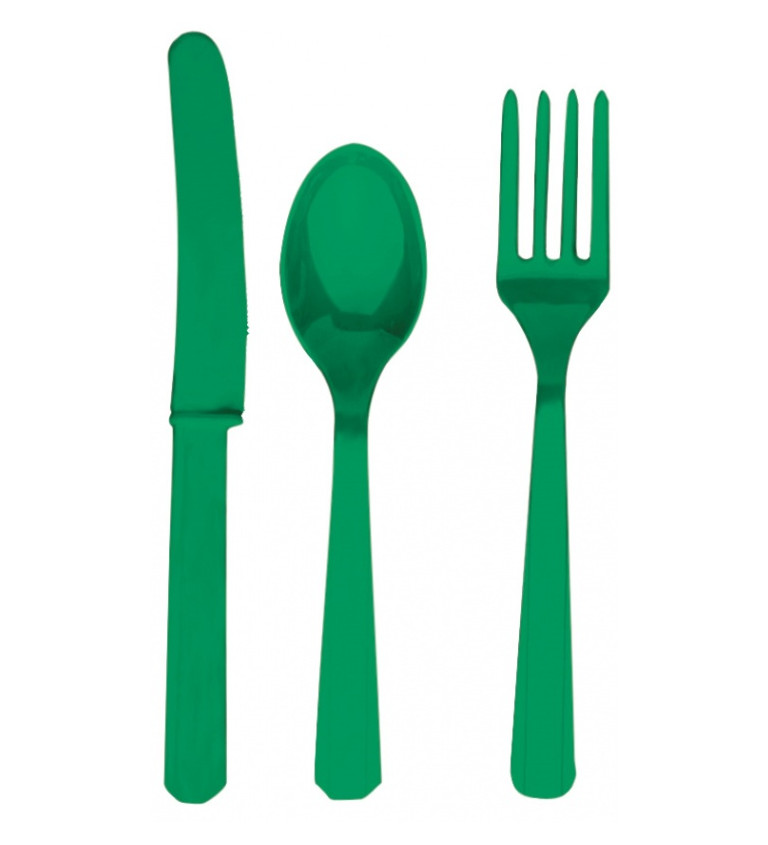 Príbor (lyžice, vidličky, nože) - zelený