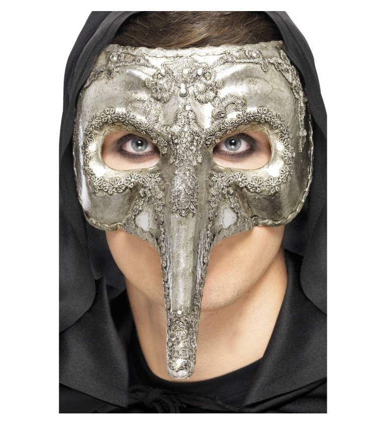 Benátska maska strieborná - Nos