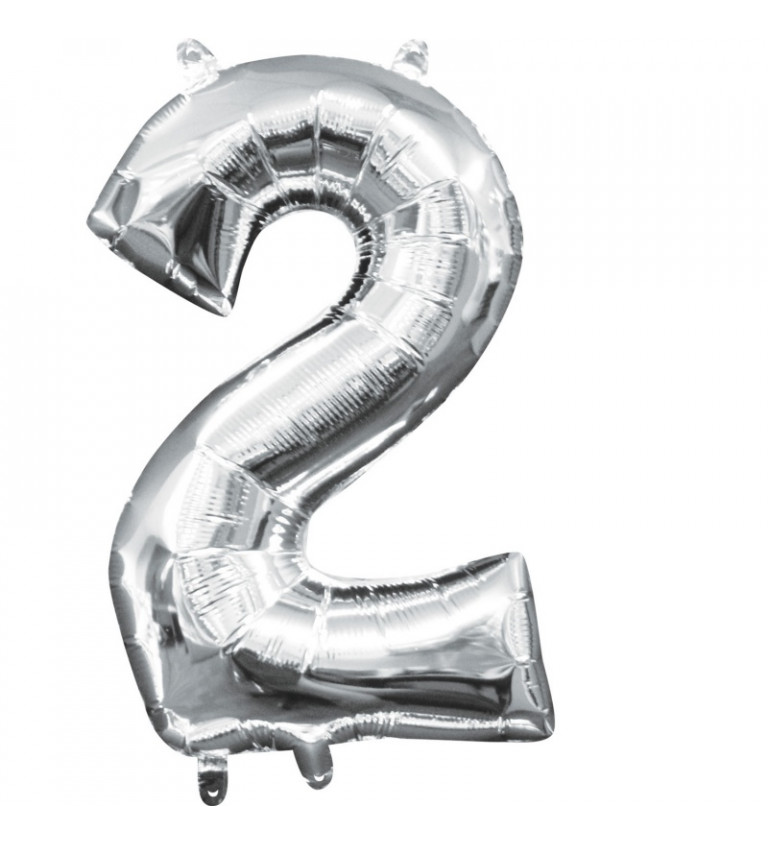Fóliový balónik číslica "2" - strieborný