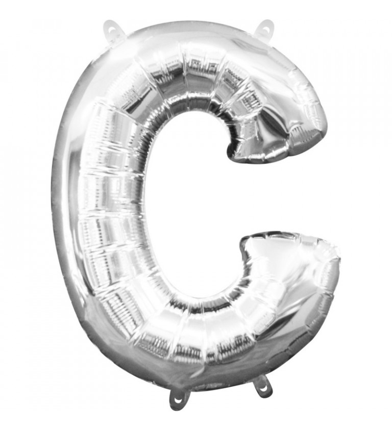 Fóliový balónik "C" - strieborný