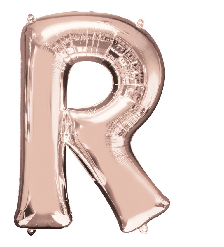 Fóliový balónik "R" - rose gold 81cm