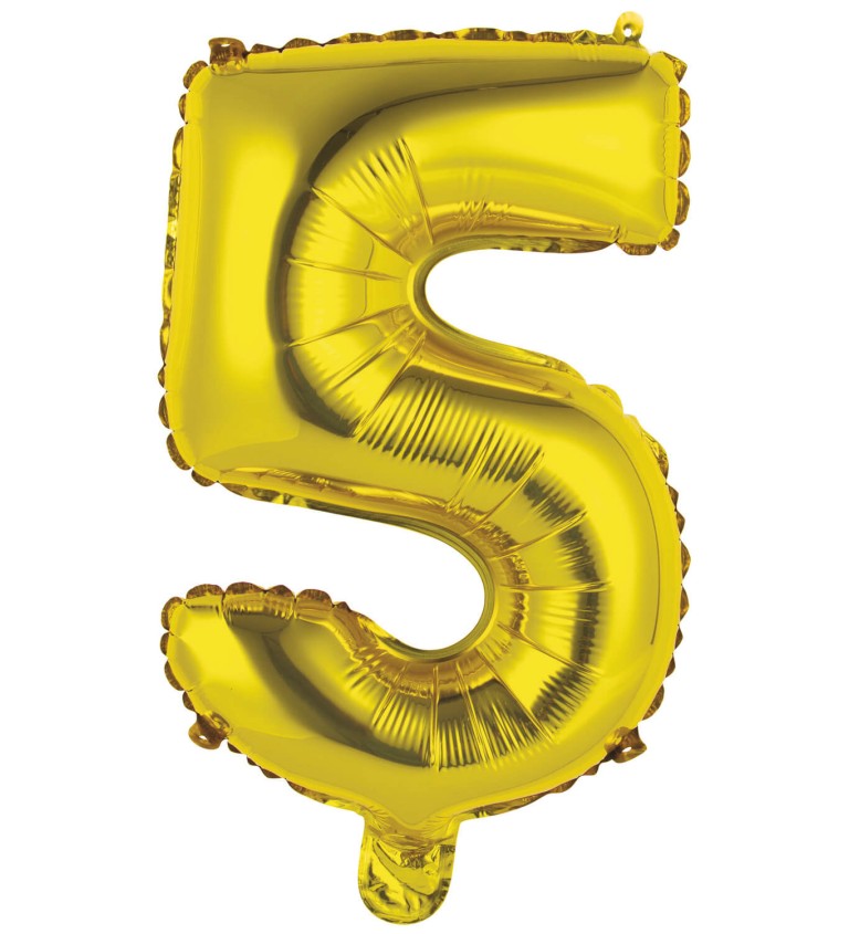 Fóliový balónik "5", mini zlatý