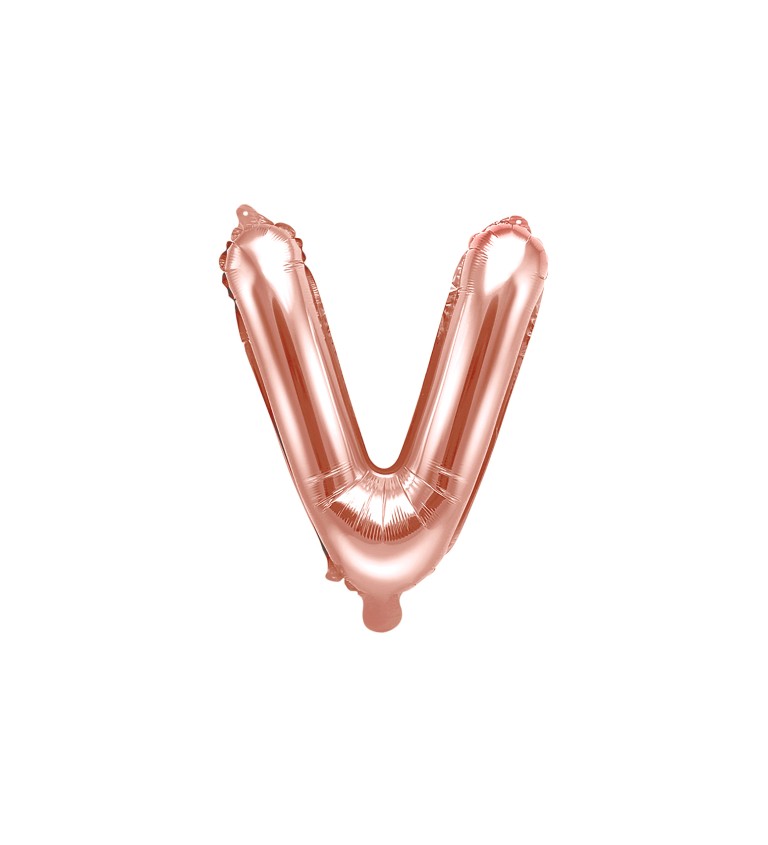 Fóliový balónik V - ružovo zlatý