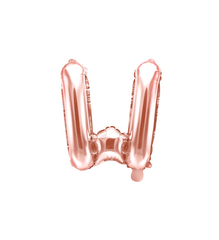 Fóliový balónik W - ružovo zlatý