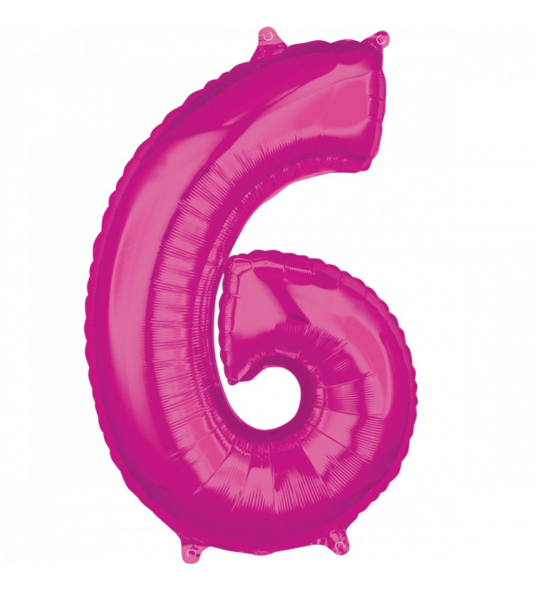 Fóliový balón "6" - Ružový