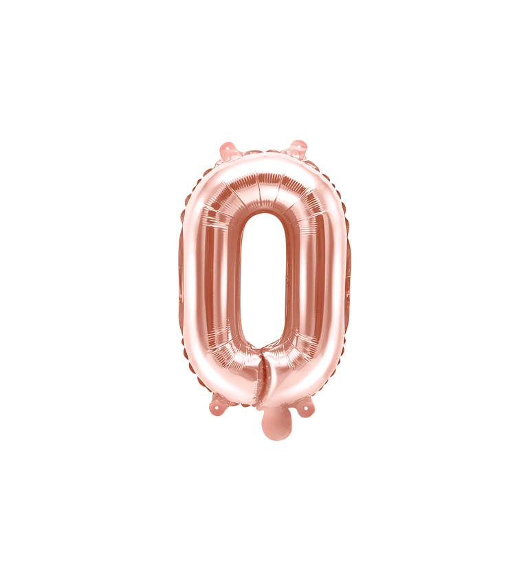 Fóliový balónik O - ružovo zlatý