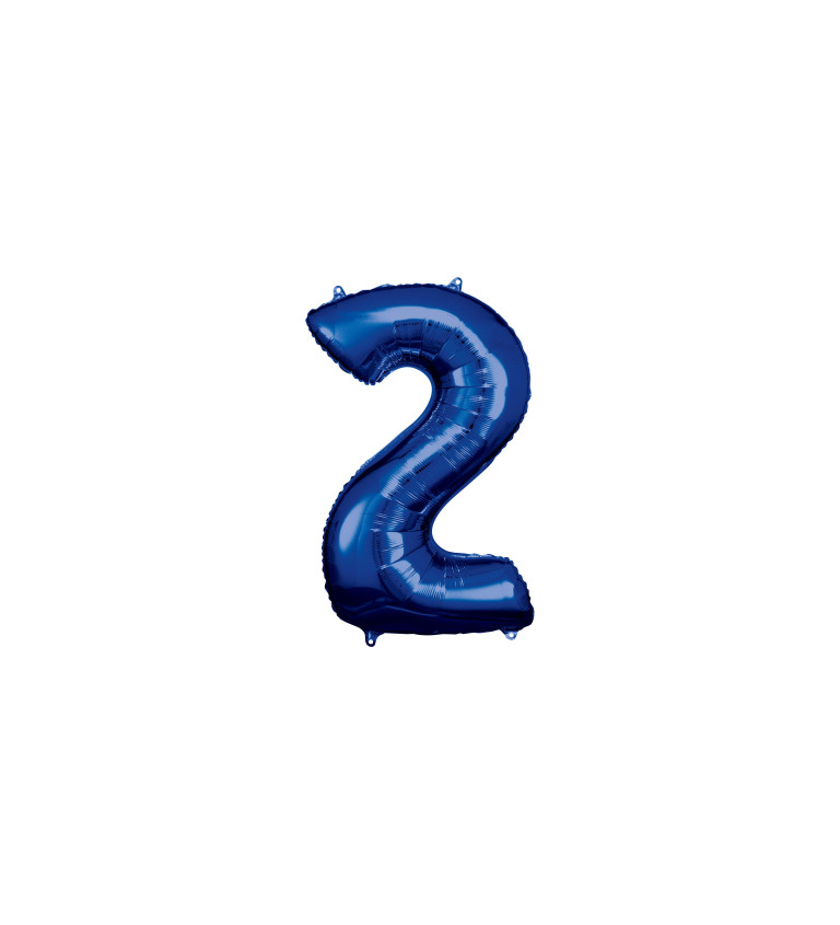 Fóliový balónik "2", modrý
