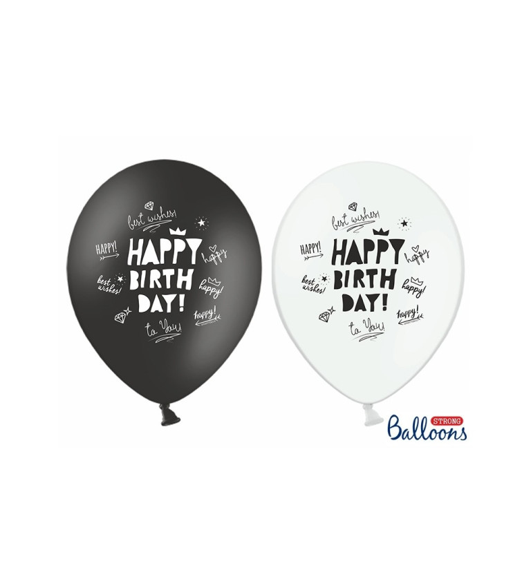 Latexové balóny 30 cm Happy birthday, 6 ks