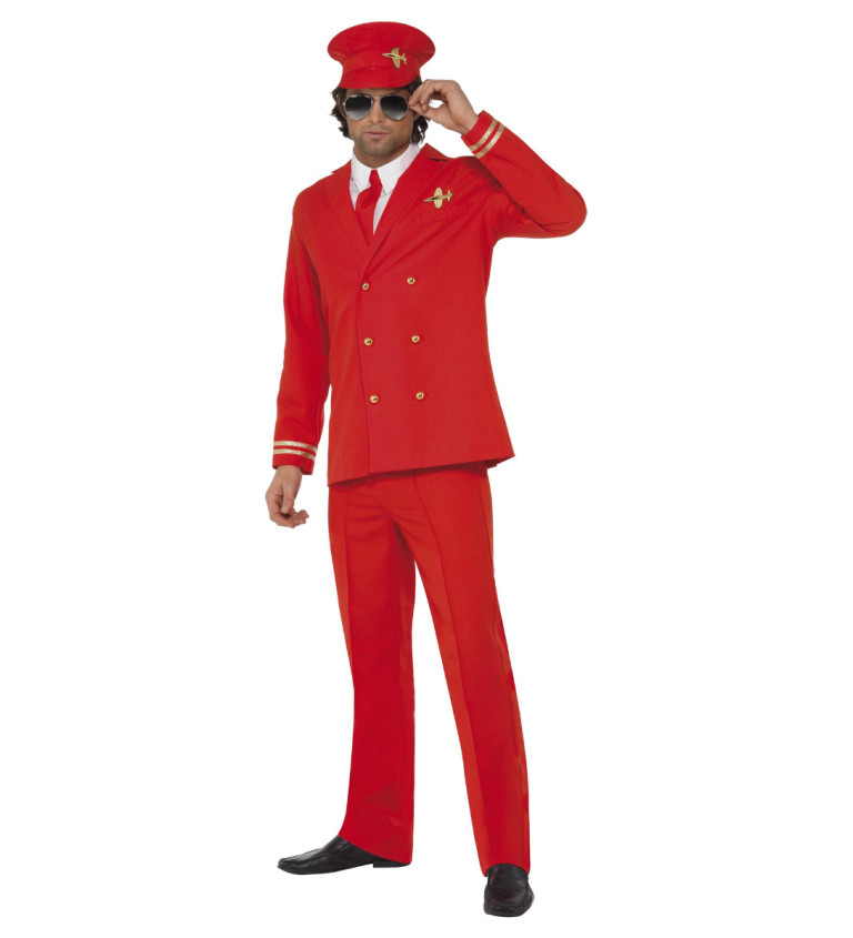 Pánsky kostým Pilot, červený