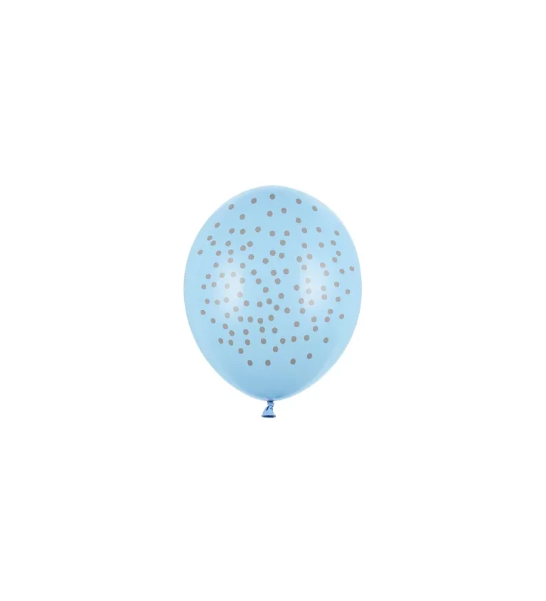 Modré latexové balóniky s bodkami